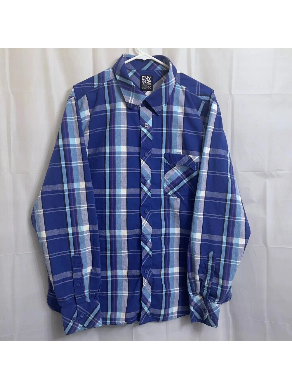 Enyce Button Up Shirt Men's Extra Large XL Multicolor Plaid Long Sleeve